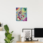 Affiche Boho Illustration Paresseux dans l'Espace (Bureau à domicile)