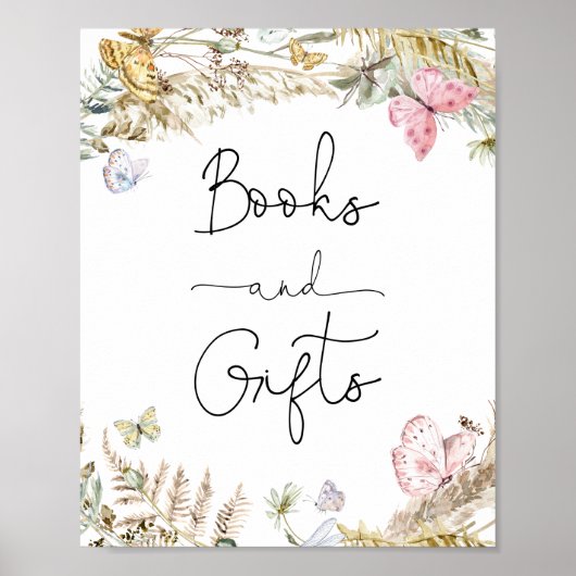 Affiche Boho Papillons Livres et Cadeaux (Devant)