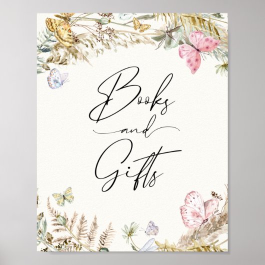 Affiche Boho Papillons Livres et Cadeaux (Devant)