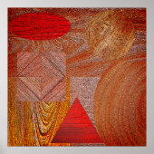 Affiche Bois - formes géométriques turées (Devant)