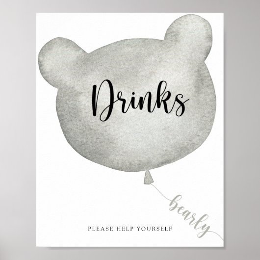 Affiche Boissons Ballon Ours servez-vous (Devant)