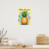 Affiche Bonjour Été Happy Pineapple (Cuisine)