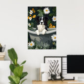 Affiche Border Collie dans baignoire, Affiche drôl (Bureau à domicile)