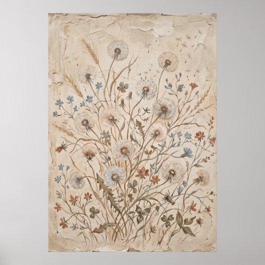 Affiche botanique de fleurs sauvages vintage (Devant)