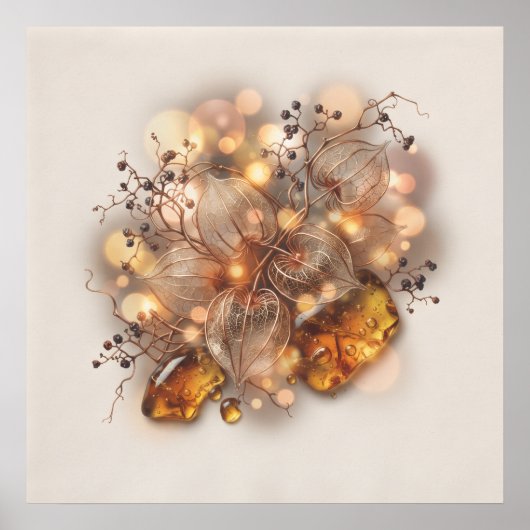 Affiche botanique de la lanterne de Physalis dorée (Devant)