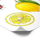 Affiche botanique du fruit citron à l'aquarelle (Coin)