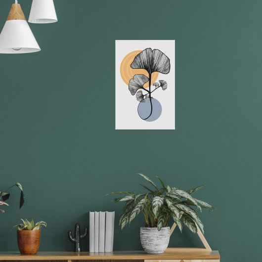 Affiche botanique feuille de ginkgo moderne (Salon 1)