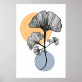 Affiche botanique feuille de ginkgo moderne (Devant)