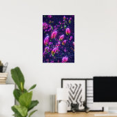 Affiche botanique Magnolia néon foncé (Bureau à domicile)