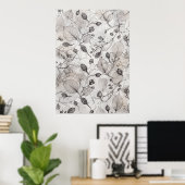 Affiche botanique monochrome de feuilles de squele (Bureau à domicile)