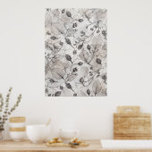 Affiche botanique monochrome de feuilles de squele (Cuisine)