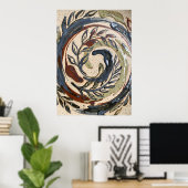 Affiche botanique spirale tons terre (Bureau à domicile)