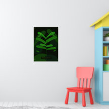 Affiche botanique tropicale sombre | Feuilles vert