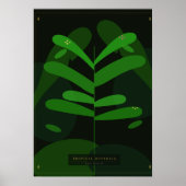 Affiche botanique tropicale sombre | Feuilles vert (Devant)