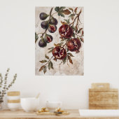 Affiche botanique vintage figue grenade (Cuisine)