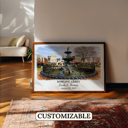 Affiche Bowling Green Kentucky, Aquarelle, Sur mes