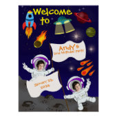 Affiche brillante de l'astronaute spatiale d'anniv (Devant)