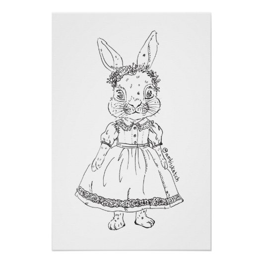 Affiche brillante d'illustration de lapin dessinée (Devant)