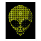 Affiche brillante Tête d'alien vert (Devant)
