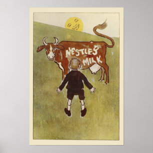 Affiche Brown du lait de Nestle de vache à cru