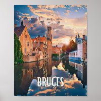 Affiche Bruges Belgique Photo Vintage