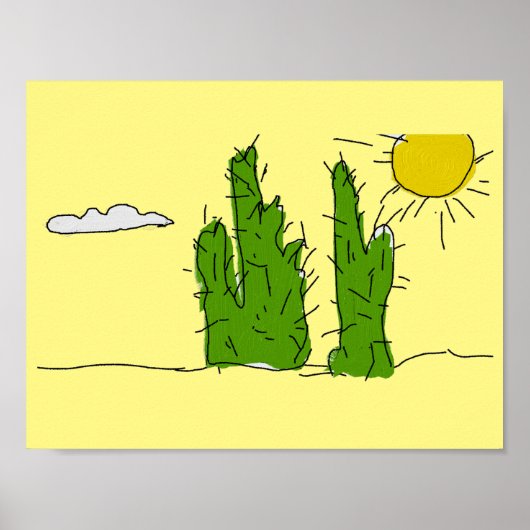 Affiche Cactus Doodle Lucky Green (Devant)