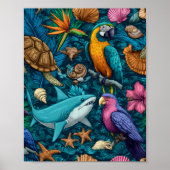 Affiche Cadeau Animaux d'Été Motif de Plage (Devant)