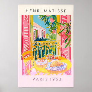 Affiche Café et Croissant, Art de Style Matisse Pr