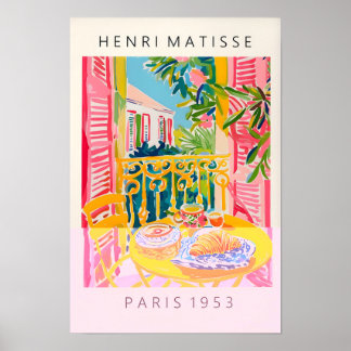 Affiche Café et Croissant, Art de Style Matisse Pr