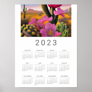 Affiche Calendrier de l'Art numérique des fleurs d