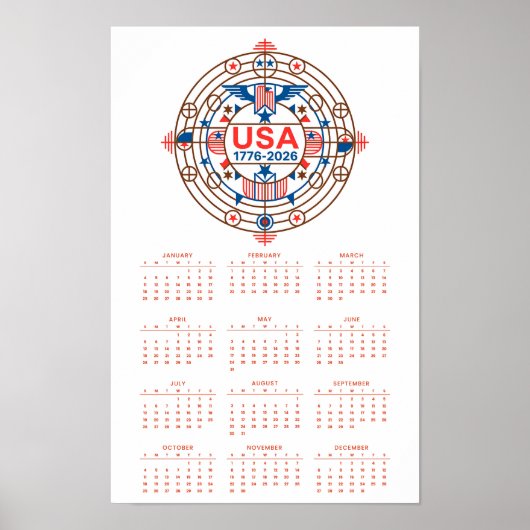 Affiche Calendrier Joyeux Anniversaire États-Unis  (Devant)