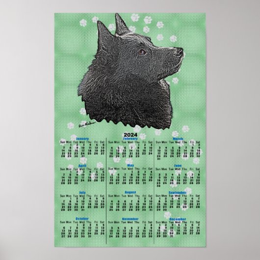 Affiche Calendrier Schipperke 2024 (Devant)