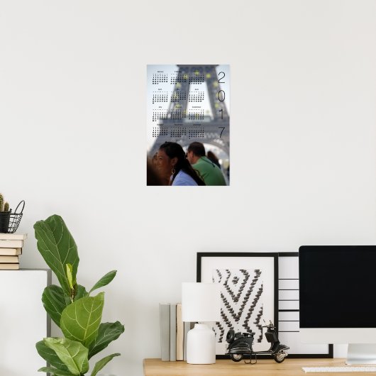 Affiche Calendrier Tour Eiffel 2017 (Bureau à domicile)