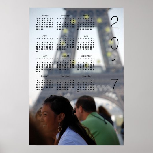 Affiche Calendrier Tour Eiffel 2017 (Devant)