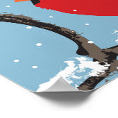 Affiche Cardinal Rouge Sur Une Branche (Coin)