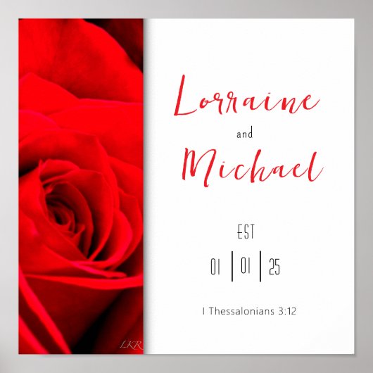 Affiche carré de rose rouge de déclaration d'amour (Devant)