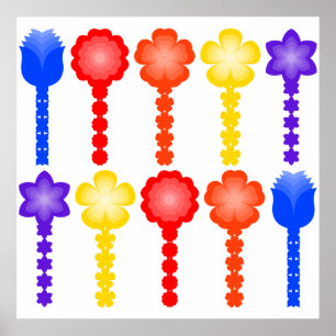 Affiche carrée à motif floral abstrait vibrant