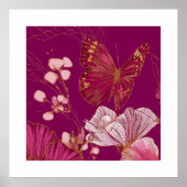 Affiche carrée de la collection Papillon Rose (Devant)