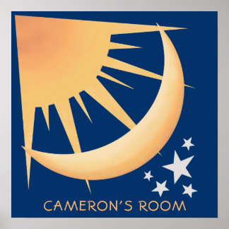 Affiche carrée décorative Soleil, Lune et Étoiles