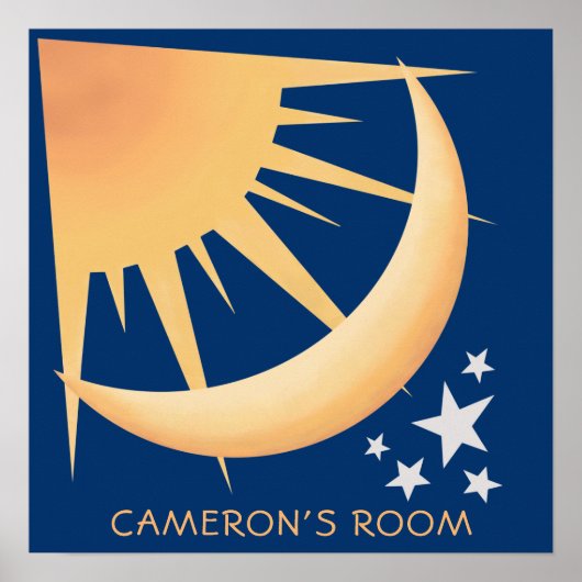 Affiche carrée décorative Soleil, Lune et Étoiles (Devant)