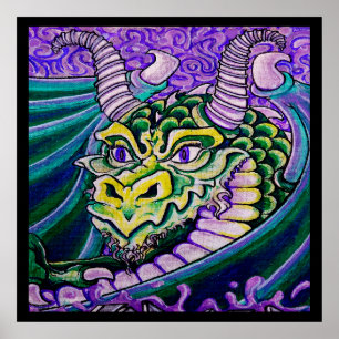affiche (carrée) haute étroite de dragon