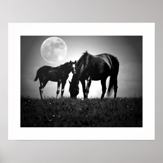 Affiche carrée Pop Art Chevaux & Lune (Devant)