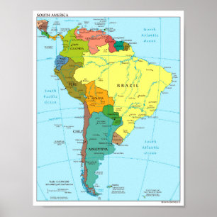Affiche - Carte d'Amérique du Sud