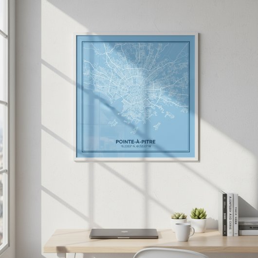 Affiche Carte de Pointe-à-Pitre, Guadeloupe | Plan