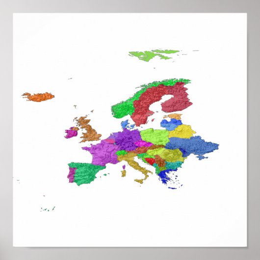 Affiche Carte des pays d'Europe vierge (Devant)