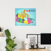 Affiche - Carte du Canada avec provinces (Bureau à domicile)