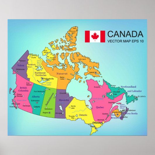 Affiche - Carte du Canada avec provinces (Devant)