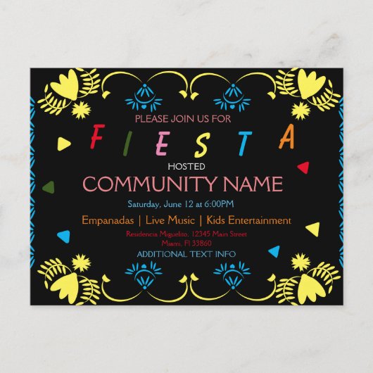 Affiche Carte Postale Colorée du Festival Hispaniq (Devant)