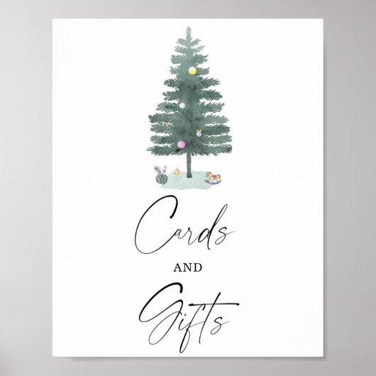 Affiche CARTES ET CADEAUX d'hiver (Devant)