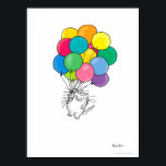 affiche CAT AVEC BALLONS de Sandra Boynton<br><div class="desc">Voilà à quoi ressemble le bonheur. Un design Boynton classique de 1978,  redessiné par elle depuis lors.</div>